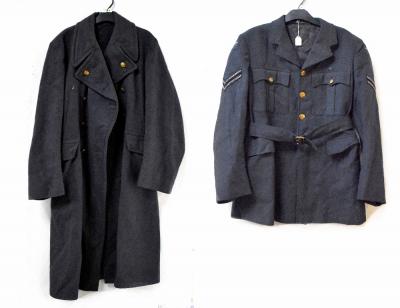 A British RAF greatcoat, size 13 and a four-pocket tunic, regular size 40 (2).