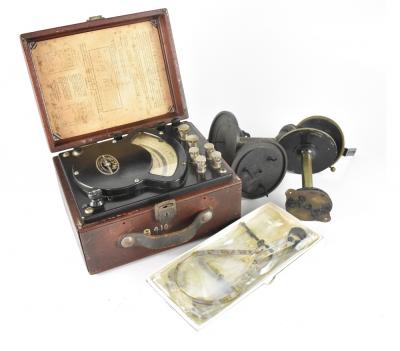 A wooden cased Weston Wattmeter numbered 17377 with instructions to inner side of lid, a cased tap and die set, a cased Aristo planimeter with instructions, an Avo Minor in leather case and a boxed three-piece divider and caliper set (5).