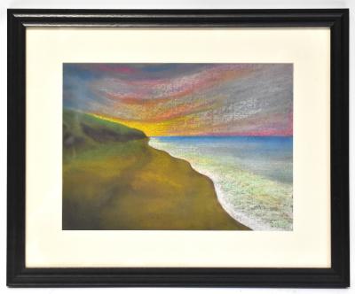 DAVE SMALLMAN; pastel, abstract landscape Sundown', 30 x 42cm, framed.