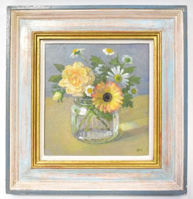 DIANA CALVERT; oil, 'Summer Flowers', 18 x 16.5cm,