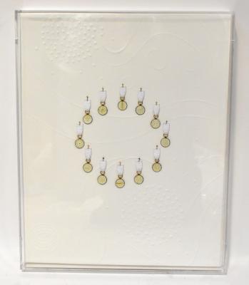 RUTH BALL; gold plated enamel on silver, 'Unknown', 40 x 50 x 4cm, framed.