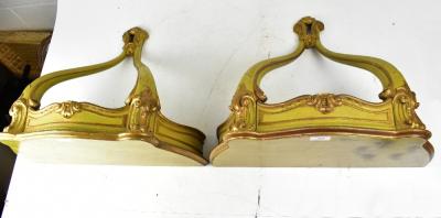 Two small French-style painted and gilt-heightened wooden console tables with single drawer to the front, approx 47 x 56 x 26cm (2).