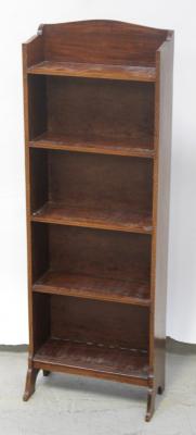 An Edward VII mahogany narrow open bookcase with galleried back, height 117cm.