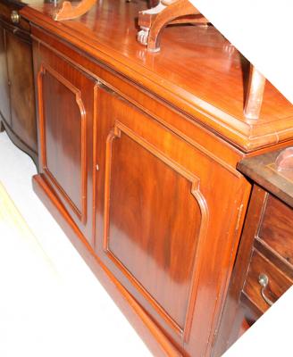 An early 20th century mahogany chiffonier base, twin raised panel doors to plinth support, 80 x 120cm..