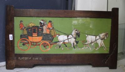 Cecil Aldin; coloured print 'The Glasgow Coach', 16 x 69cm, framed and glazed.